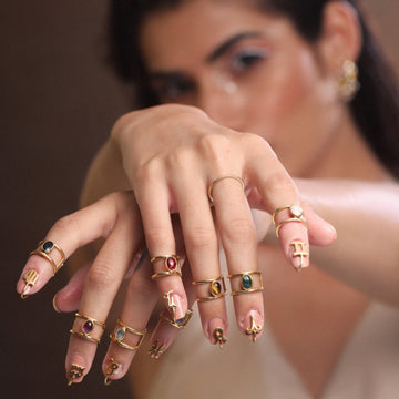 Aquarius Nail Ring with birthstone